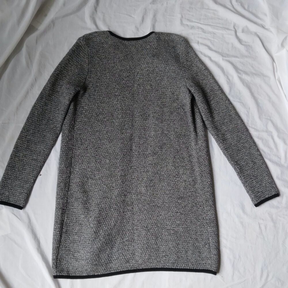 Talbots Cardigan Sweater Textured Open Front Marled Long Sleeve Black Gray XS - Picture 11 of 15